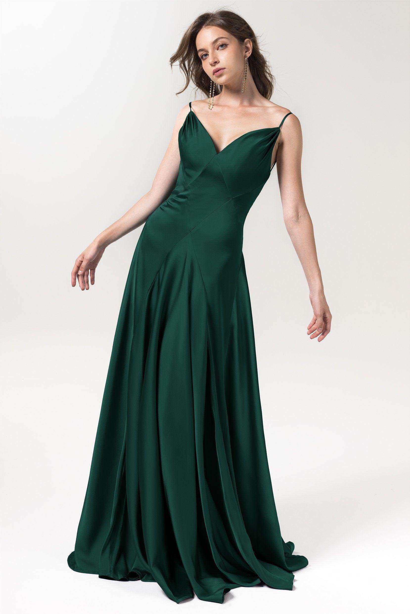 A-Line Floor Length Luxe Satin Bridesmaid Dress Formal Dresses CB0591CR - COCOMELODY